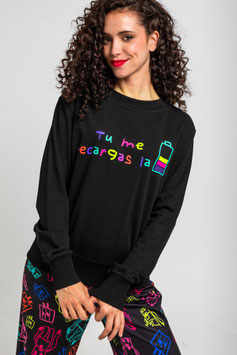 SUDADERA SENCILLA DE GARABATOS DE ROBOTS MULTICOLOR "WE ARE CONNECTED"   REF. AW250803