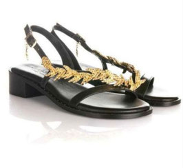 SANDALIAS GRIEGAS CON OLIVO NEGRO CON TACON   REF.  662609N