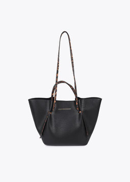 MINI SHOPPER DETALLES EN EFECTO PIEL ANIMAL PRINT NEGRO    REF. LS2504035