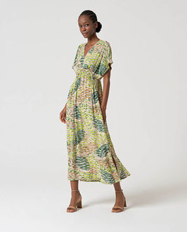 VESTIDO MIDI CON MANGA AMPLIA ESCOTE EN V VERDE   REF. 525ORBU721