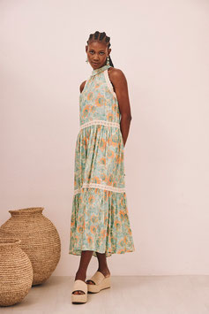 VESTIDO HALTER DE VISCOSA ESTAMPADO CON DETALLE ESCOTE     REF.  NI.NATAI