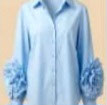 BLUSA AZUL CON FLORES EN LA MANGA     REF. VMC3002AZ