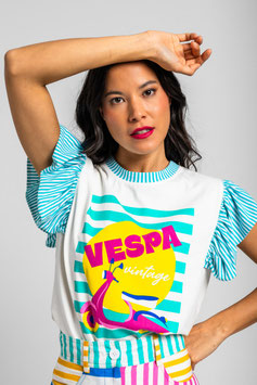 CAMISETA VOLANTES CON VESPA "DOLCE FAR NIENTE"   REF. SS261406