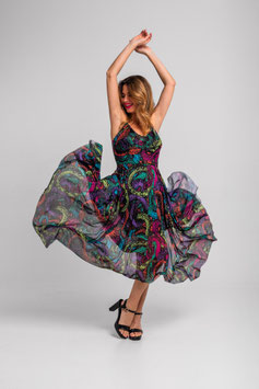 VESTIDO TIRANTES DE TUL LARGO DE CORTE PAÑUELO DE SERPIENTE "VENENO"      REF. SS260613