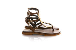 SANDALIAS GRIEGAS CON MONEDAS ALTAS MARRON  REF. 621007