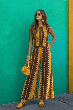 CONJUNTO PANTALON RAYAS MARRON/AMARILLO                   REF.   11805-11