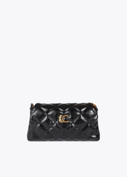 MINI BOLSO BANDOLERA ACOLCHAD0 EFECTO PIEL CON LOGO LC LEOPARDO NEGRO   REF. LS2504007