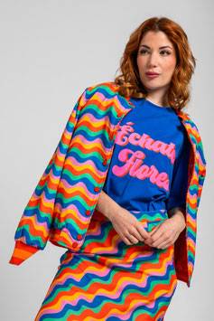 CAMISETA UNISEX AZUL CON TEXTO "ECHATE FLORES"       REF. SS261102