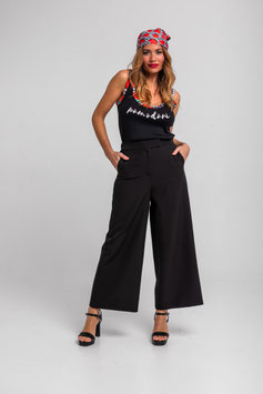PANTALON CULOTTE NEGRO CON TOMATES  POMODORI "POMODORI"          REF. SS262909