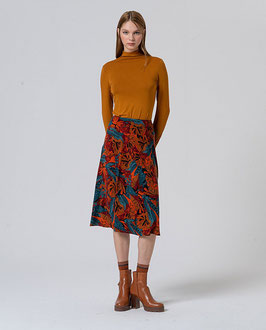 FALDA MIDI CON VUELO TEJA  REF. 555LAVI615