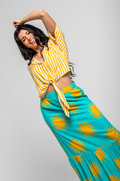 BLUSA LENCERA DE RAYAS BLANCAS Y AMARILLAS "OH SOLE MIO"       REF. SS261303
