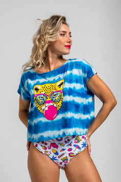 CAMISETA SIN MANGAS TIE DYE AZUL Y PANTERA "POOL PARTY"     REF. SS262203