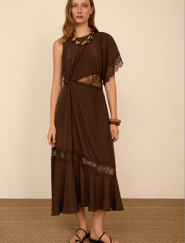 VESTIDO SATINADO ENCAJES      REF. M05V167CRB