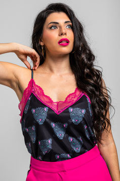 LENCERA NEGRA CON PANTERAS "NOCTURNA"     REF. SS260203