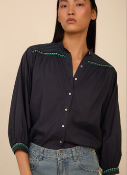 BLUSA CON FORNITURA AZUL   REF. M05B66PEN