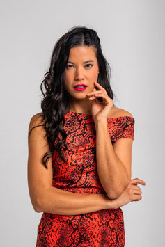 TOP ASIMETRICO SERPIENTE ANIMAL PRINT NARANJA "SNAKE"      REF. SS260704