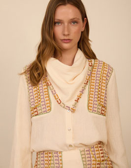 BLUSA BIMATERIA CON PAÑUELO    REF. M05B58IVY