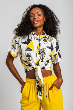 CAMISA CUELLO MAO ANUDADA BLANCA DE ELEMENTOS EGIPCIOS "LA FARAONA"     REF. SS262606
