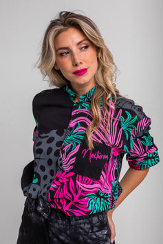 CAMISETA SAFARI DE HOJAS Y PANTERAS SIN MANGAS "NOCTURNA"     REF. SS260110