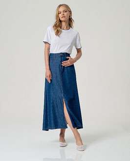 MAXI FALDA CON ABERTURA AZUL    REF. 516INCA624/51