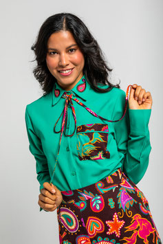 CAMISA LAZADA DE ESTAMPADO PAISLEY MARRON CHOCOLATE "FREDOOM"      REF. AW252207