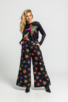 PANTALON FLUIDO DE ESTAMPADO DE ESTRELLAS CON ANIMAL PRINT  "SHINY GIRL"      REF. AW251409
