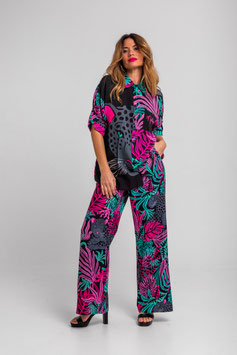 PANTALON SASTRE DE HOJAS Y PANTERAS SIN MANGAS "NOCTURNA"     REF. SS260113