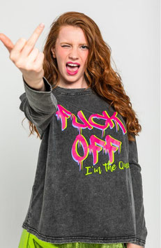 CAMISETA OVERSIZE DE ALGODON DESGASTADO DE GRAFITTI URBANO  "I'M THE QUEEN"    REF. AW251001