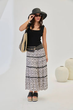 FALDA MIDI VISCOSA ESTAMPADO PAISLEY CON CINTURILLA NIDO DE ABEJA   REF.  GF.ZURI
