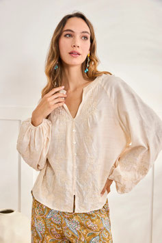 BLUSA VISCOSA CON BORDADOS     REF. LX.LEONI