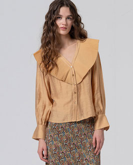 CAMISA CON CUELLO PLISADO COLOR TEJA  REF. 555LIV0125
