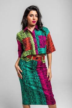 CAMISA CARGO CROP SERPIENTES MIX ANIMAL PRINT  "SNAKE"      REF. SS260710