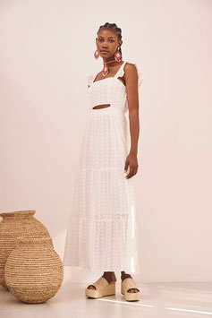 VESTIDO LARGO EN ALGODON DE TIRANTES CUT OUT CENTRAL    REF.  NI.ARUN