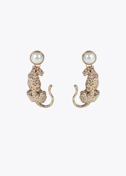 PENDIENTES LEOPARDO CON PERLA DORADO       REF. LS2503041