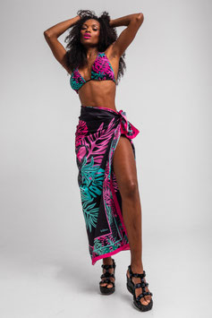 TOP BIKINI TRIANGULOS REVERSIBLE DE HOJAS Y PANTERAS "NOCTURNA"    REF. SS260122