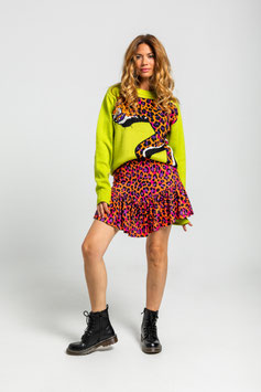 SWETER SENCILLO TEJIDO DE ESTAMPADO ANIMAL VERDE "I'M FELINA"     REF. AW251708