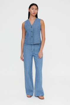 VAQUERO DE JACQUARD DENIM AZUL, CON CINTURA DE TIRO ALTO    REF.  61W/11249