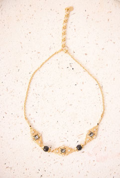 COLLAR CON CADENA Y PIEDRAS NEGRO    REF.  JS.ARASH