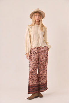 PANTALON PALAZZO VISCOSA ESTAMPADO FLORAL Y CENEFA   REF. CS.RIGIL