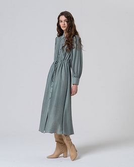 VESTIDO CAMISERO CON FANTASIA EN DELANTERO AZUL ACERO   REF. 555OMSA721