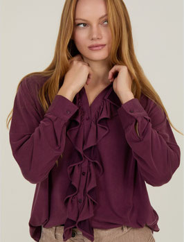BLUSA DE CUPRO CON VOLANTES BURDEOS     REF. M02B04MGL