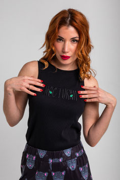 CAMISETA ESCOTE NADADOR  NEGRA ÁCIDA CON PANTERA "NOCTURNA"     REF. SS260201
