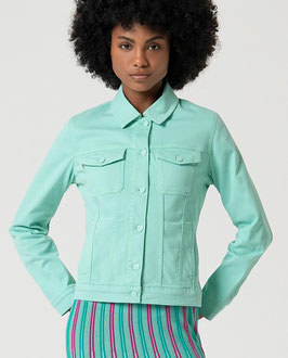 CHAQUETA CORTA ESTILO TEJANA VERDE AGUA      REF. 515ODEJ321