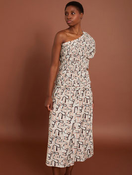 FALDA ESTAMPADA CON SMOCK   REF. M85F01CPR