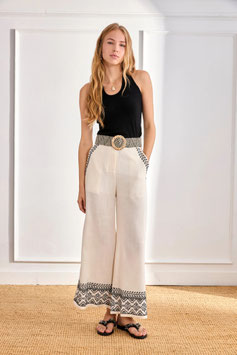 PANTALON LINO BORDADO BAJO Y BOLSILLO   REF. LX.ARSI