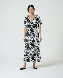 VESTIDO MIDI CON MANGA AMPLIA Y ESCOTE EN V NEGRO   REF. 525MARA717