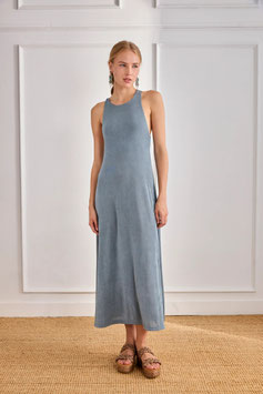 VESTIDO LARGO CON ARO EN LA ESPALDA CRUZADA AZUL    REF.  LX.FEDRA