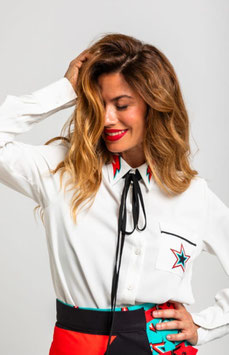 CAMISETA LAZADA BLANCA CON RAYOS Y ESTRELLAS "LET'S DANCE"      REF. AW250305