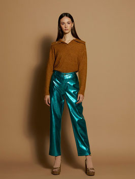PANTALON TOBILLERO METALIZADO AZUL   REF. M05P109CYN