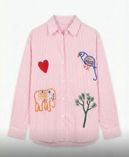 BLUSA RAYAS ROSADA BORDADA      REF.  ST9077-2R